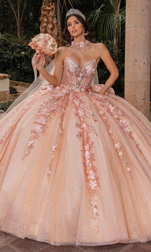 Rachel Allan RQ3162 Sparkling 3D Floral Strapless Ballgown