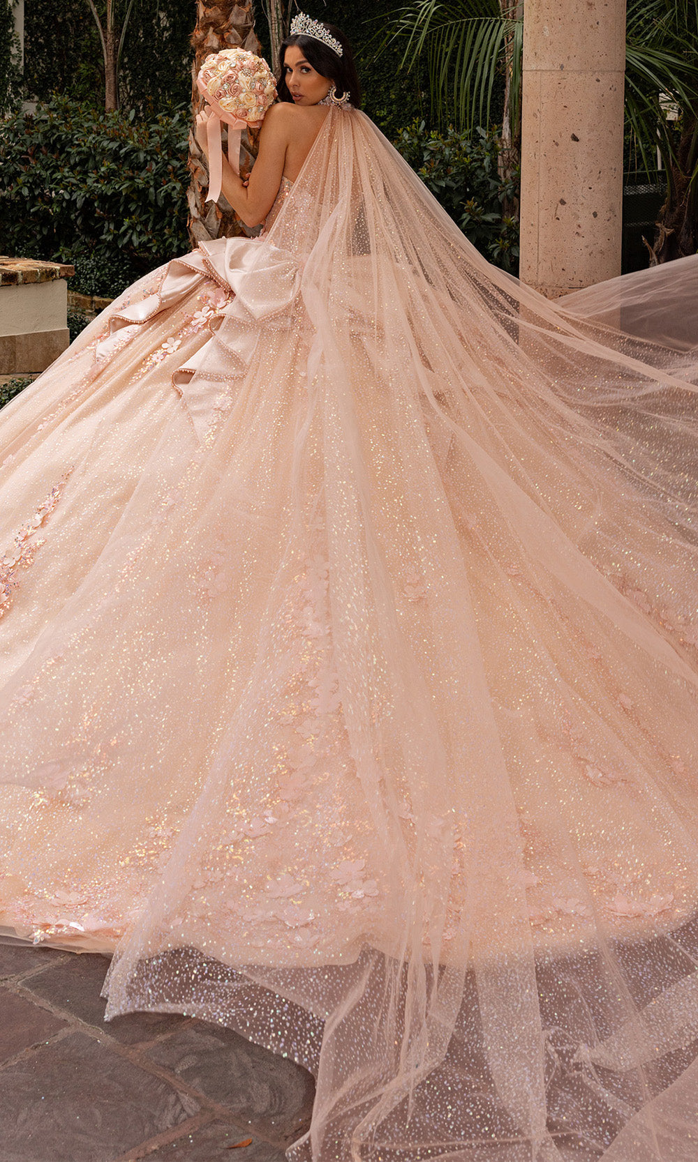 Rachel Allan RQ3162 Sparkling 3D Floral Strapless Ballgown