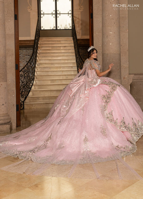 Rachel Allan RQ3172 Strapless Cape Quinceanera Dress