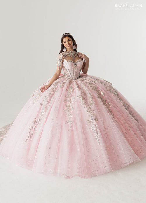Rachel Allan RQ3172 Strapless Cape Quinceanera Dress