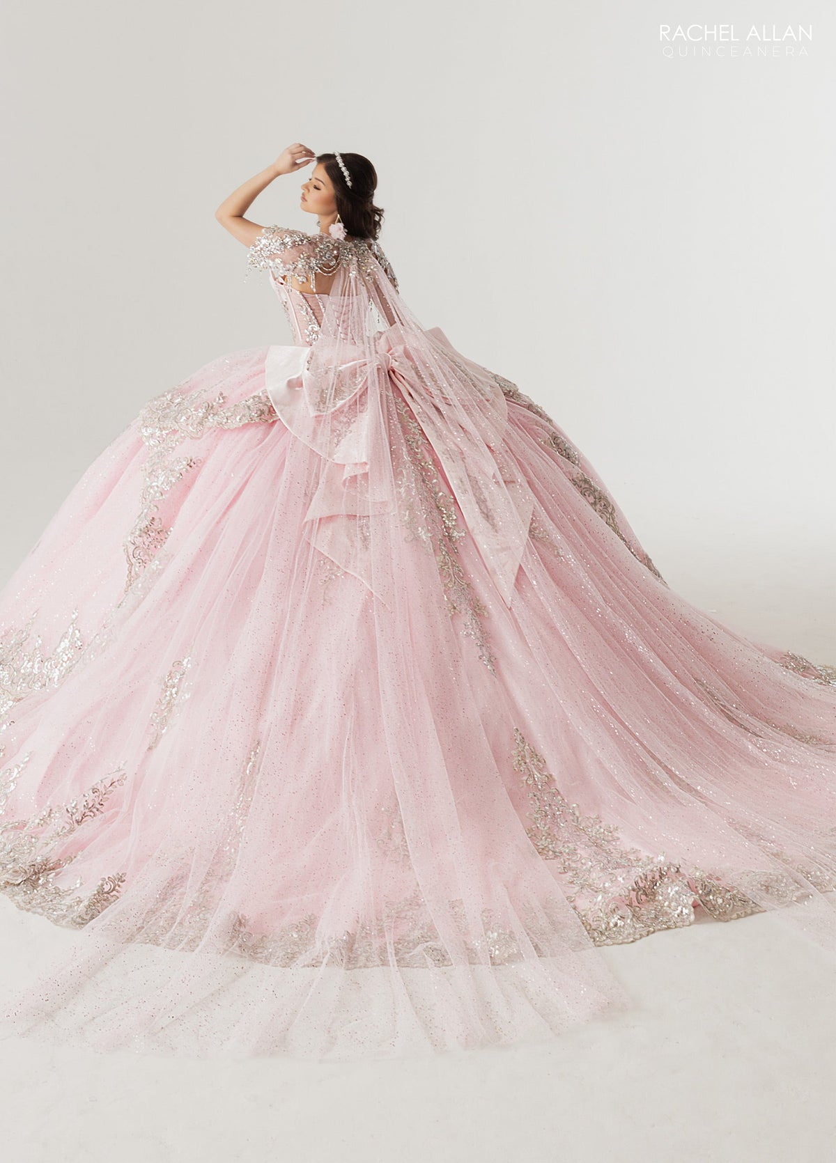 Rachel Allan RQ3172 Strapless Cape Quinceanera Dress