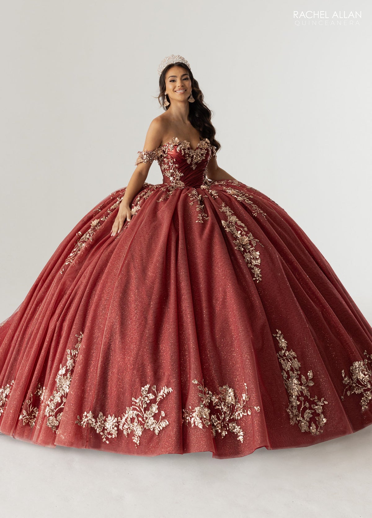 Rachel Allan RQ3178 Off Shoulder Cape Quinceanera Dress