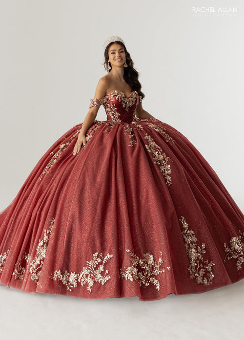 Rachel Allan RQ3178 Off Shoulder Cape Quinceanera Dress