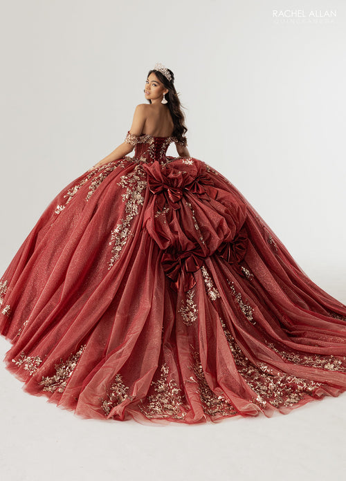 Rachel Allan RQ3178 Off Shoulder Cape Quinceanera Dress