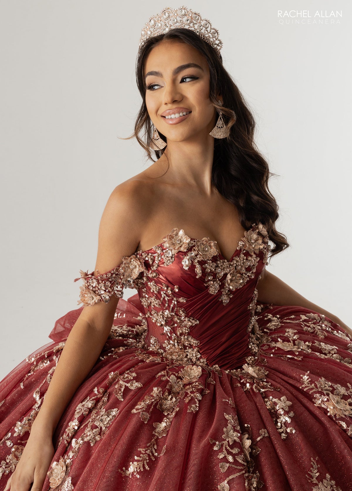 Rachel Allan RQ3178 Off Shoulder Cape Quinceanera Dress
