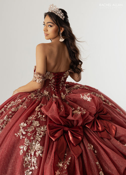 Rachel Allan RQ3178 Off Shoulder Cape Quinceanera Dress
