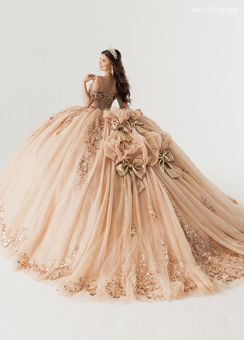 Rachel Allan RQ3178 Off Shoulder Cape Quinceanera Dress