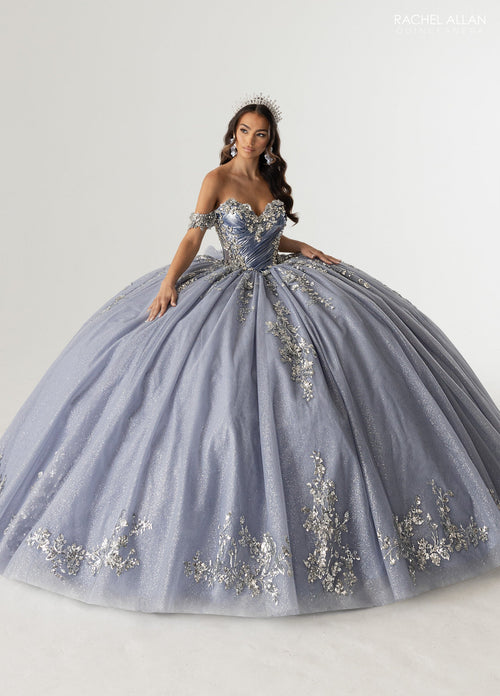 Rachel Allan RQ3178 Off Shoulder Cape Quinceanera Dress