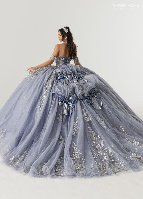 Rachel Allan RQ3178 Off Shoulder Cape Quinceanera Dress