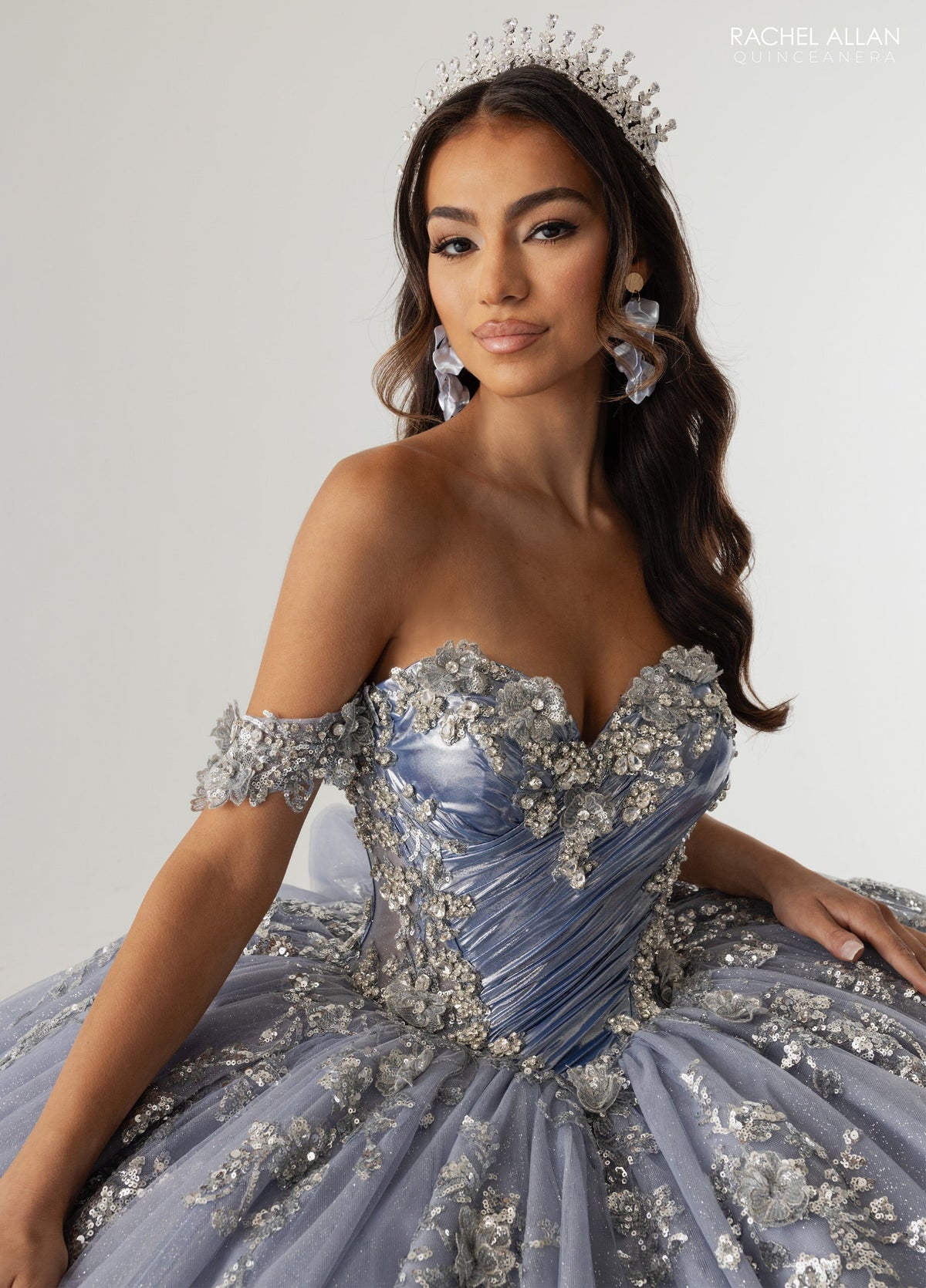 Rachel Allan RQ3178 Off Shoulder Cape Quinceanera Dress