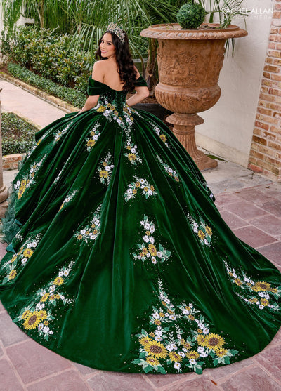 Rachel Allan RQ5005 Floral Velvet Quinceanera Dress