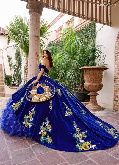Rachel Allan RQ5005 Floral Velvet Quinceanera Dress