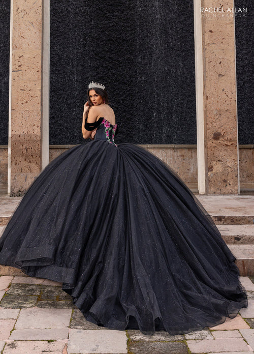 Floral Embroidery Quinceañera Dress with Detachable Corset Overlay by Rachel Allan RQ5016