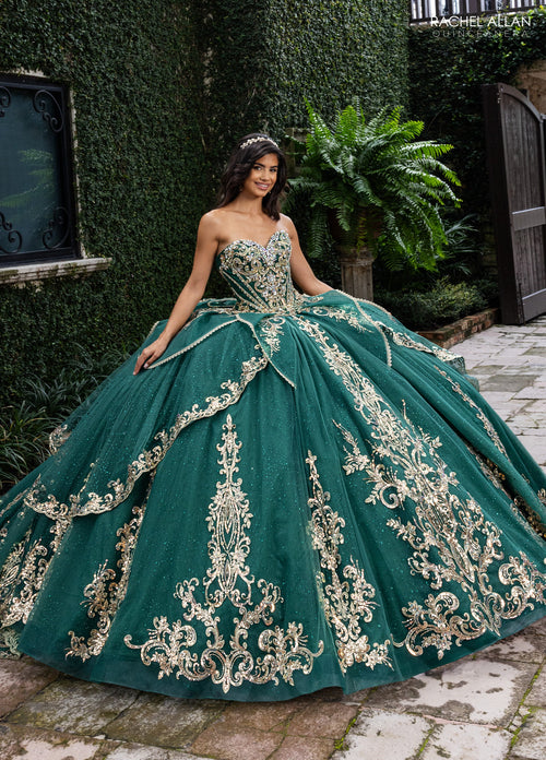 Rachel Allan RQ6015 Strapless Cape Quinceanera Dress