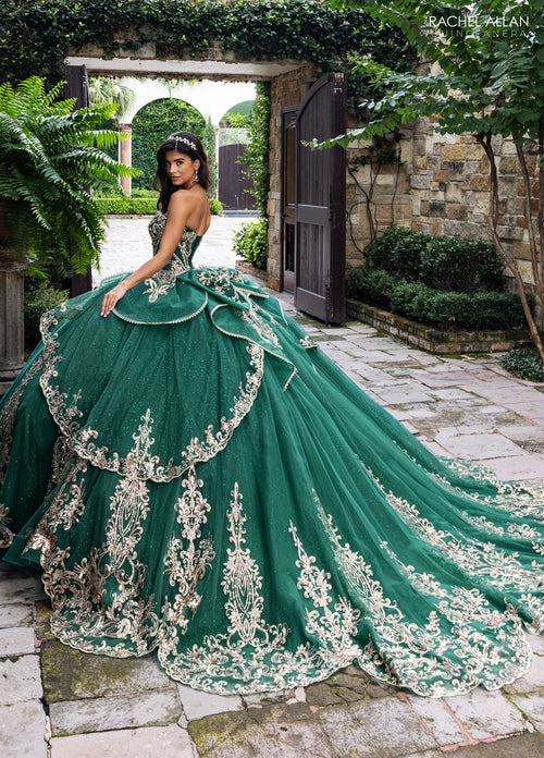 Rachel Allan RQ6015 Strapless Cape Quinceanera Dress