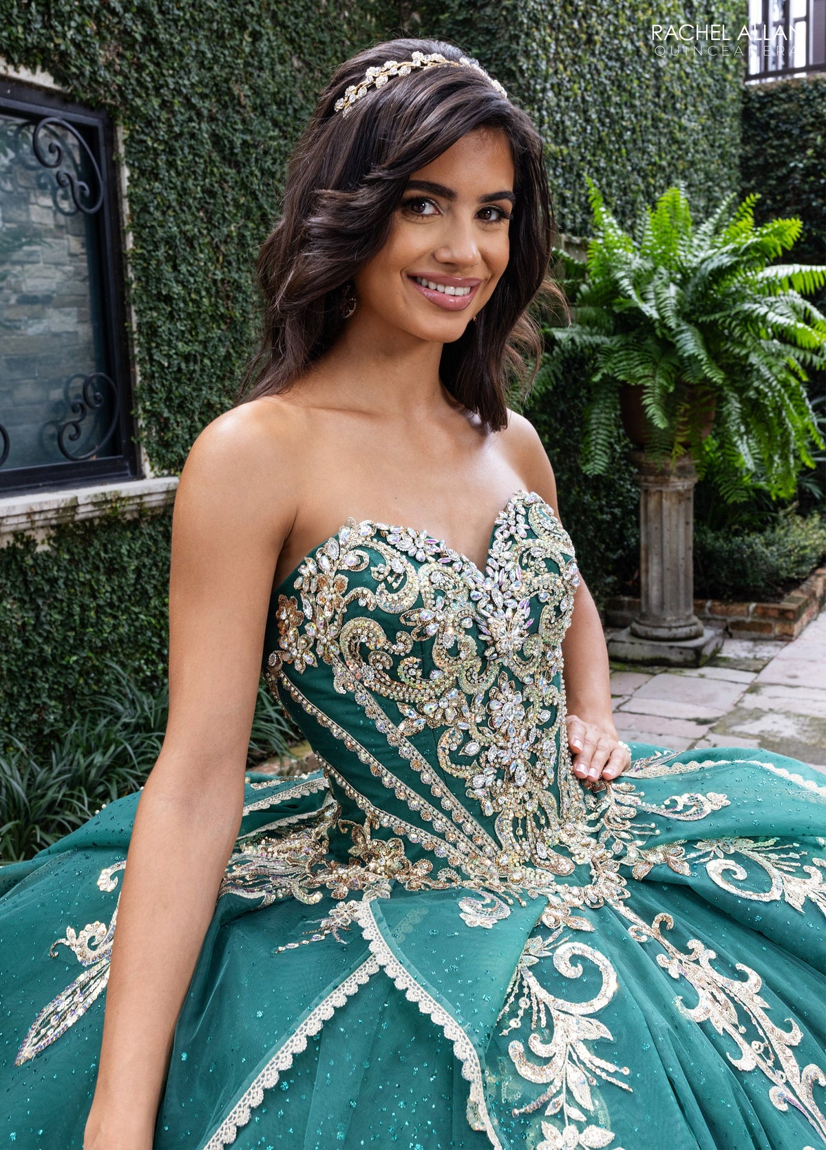Rachel Allan RQ6015 Strapless Cape Quinceanera Dress