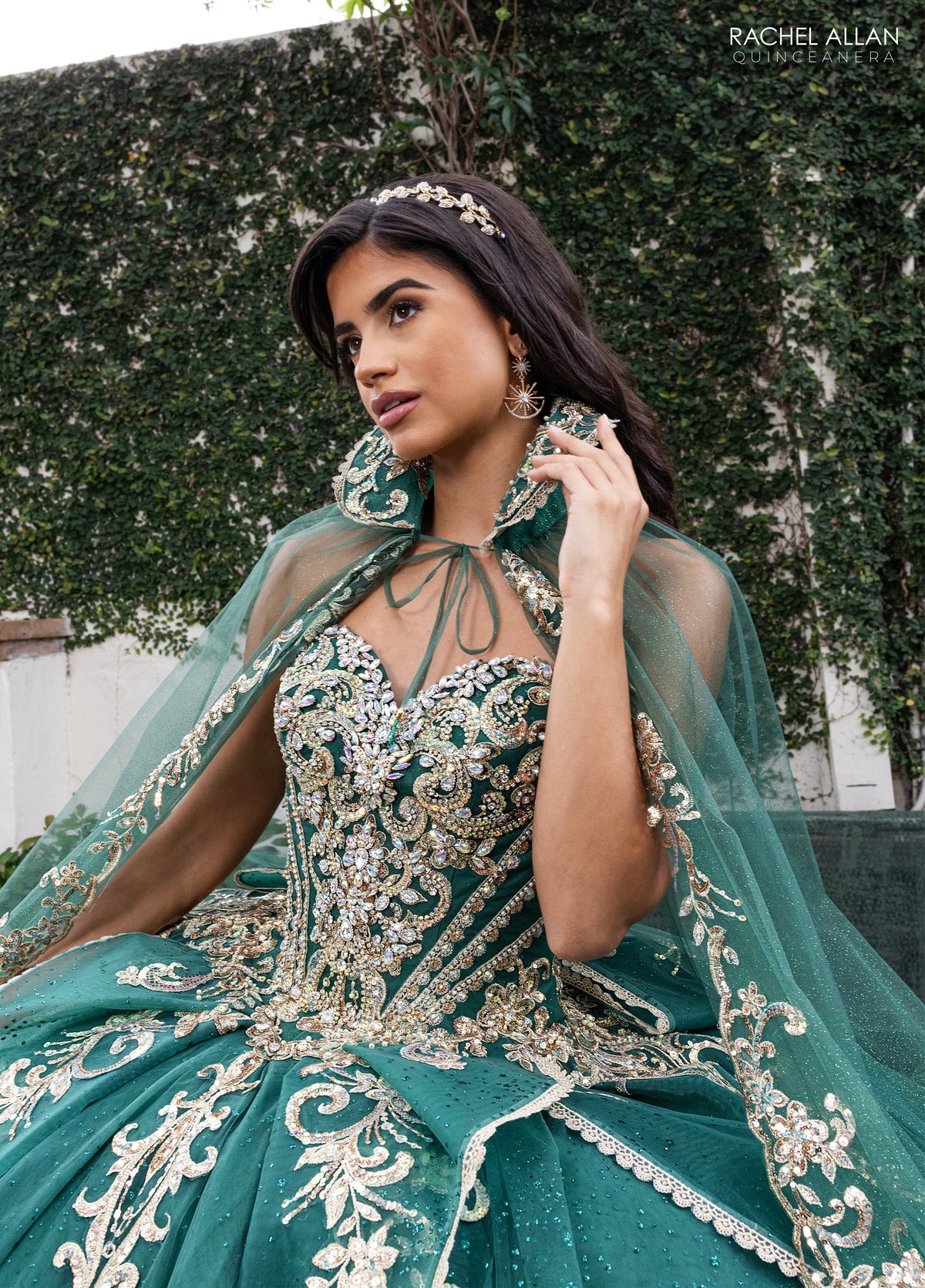Rachel Allan RQ6015 Strapless Cape Quinceanera Dress