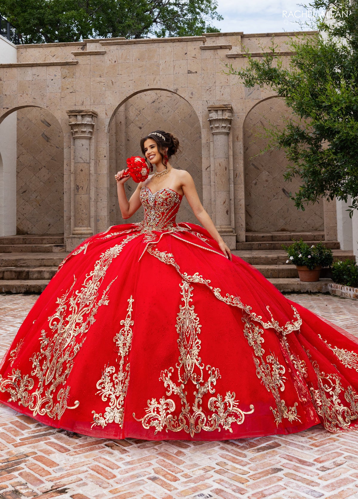 Rachel Allan RQ6015 Strapless Cape Quinceanera Dress