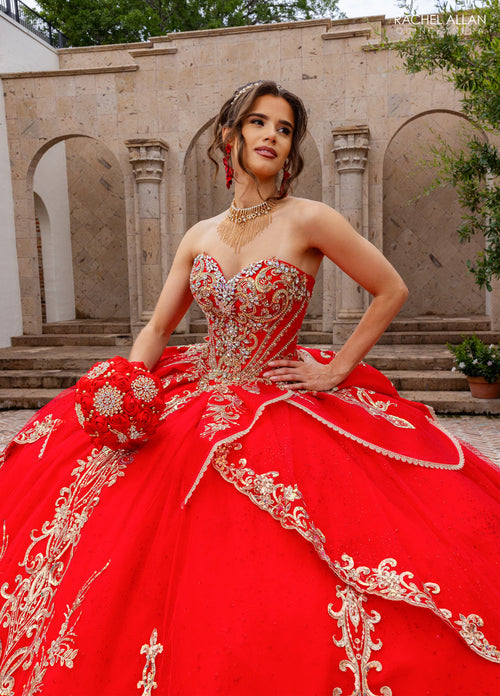 Rachel Allan RQ6015 Strapless Cape Quinceanera Dress
