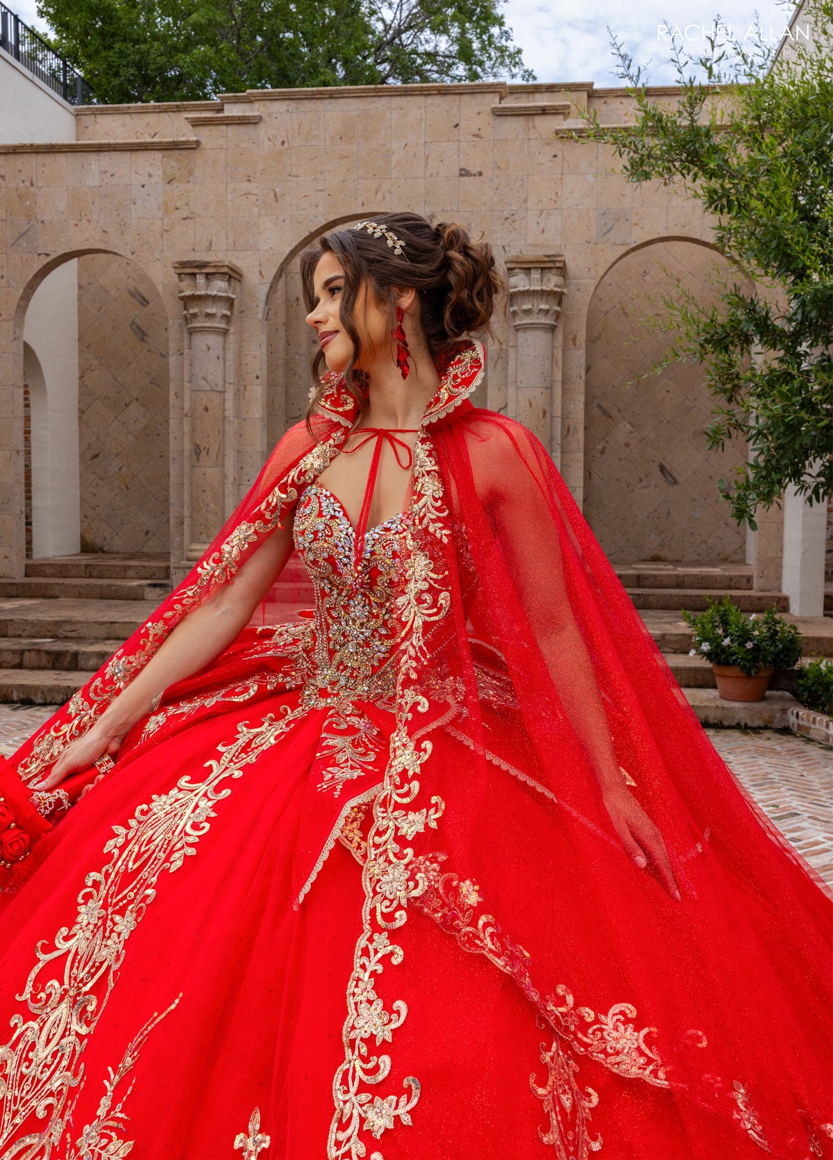 Rachel Allan RQ6015 Strapless Cape Quinceanera Dress