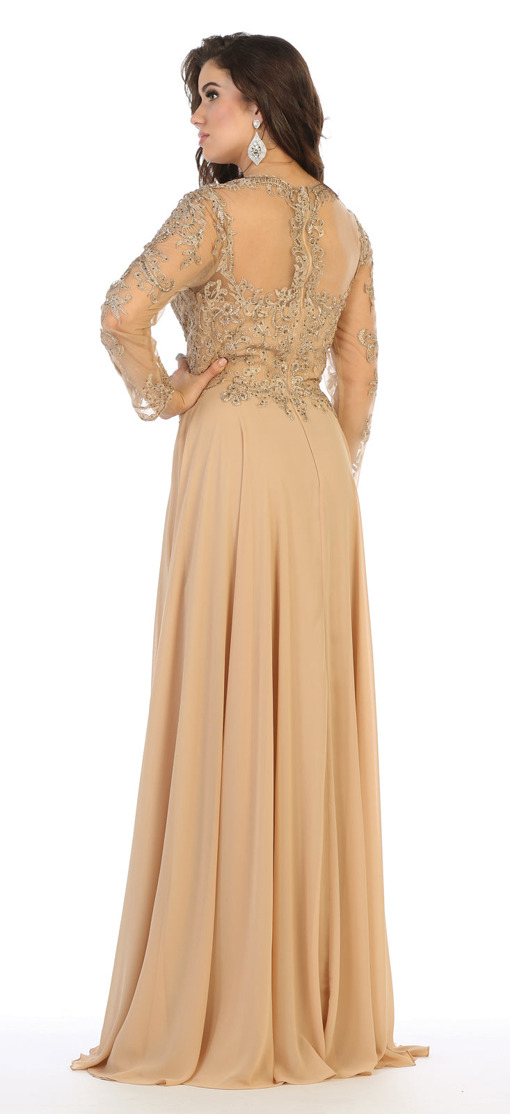 Long Sleeve Plus Size Mother of the Bride Dress by Royal Queen RQ7732
