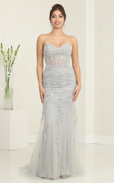 Royal Queen RQ8013 Embellished Strapless Boned Corset Evening Gown