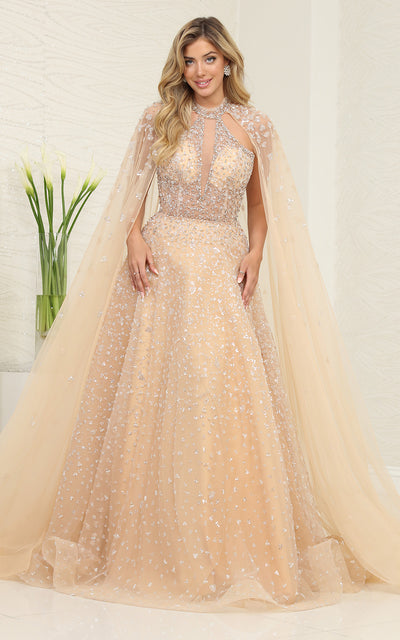 Vestido de novia champán, largo y de talla grande, de RQ8133