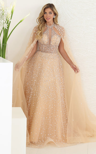 Vestido de novia champán, largo y de talla grande, de RQ8133
