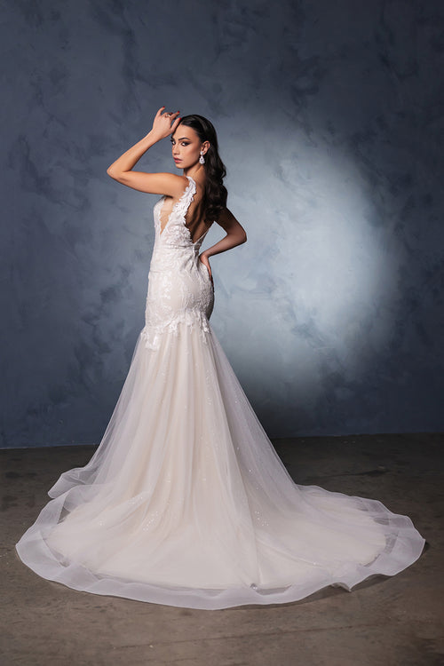Engagement Dress V-Neck Mermaid Sequin Gown By Royal Queen RQ8181