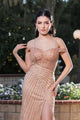 Royal Queen RQ8195 Off-Shoulder Sequin Beaded Evening Gown with High Slit