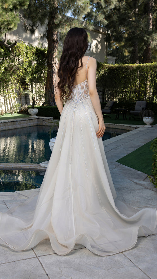 Sparkling Beaded Mermaid Evening Gown with Sheer Corset by Royal Queen RQ8208