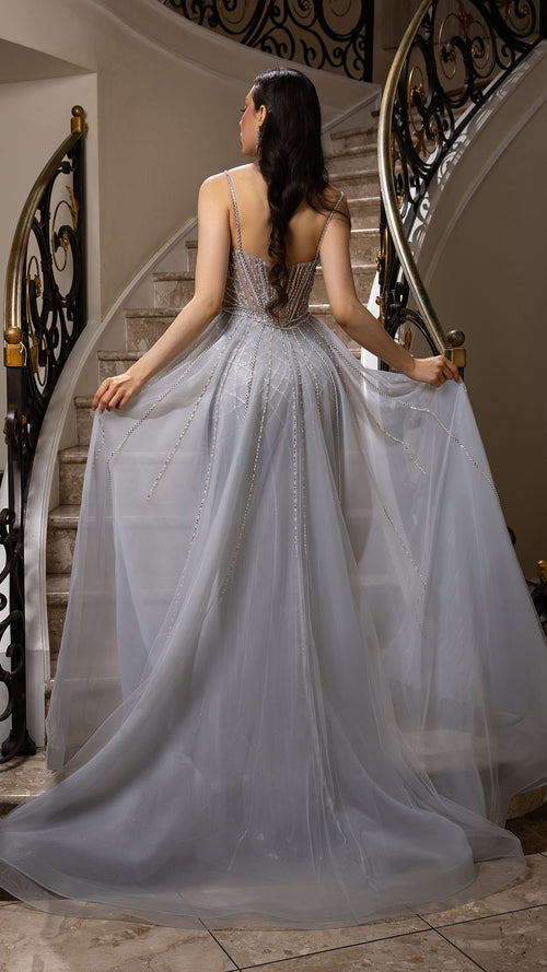 Sparkling Beaded Mermaid Evening Gown with Sheer Corset by Royal Queen RQ8208