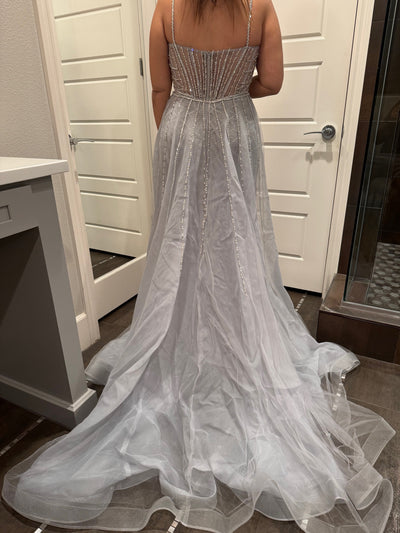 Sparkling Beaded Mermaid Evening Gown with Sheer Corset by Royal Queen RQ8208