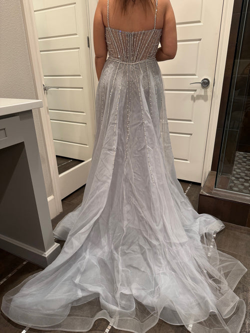 Sparkling Beaded Mermaid Evening Gown with Sheer Corset by Royal Queen RQ8208