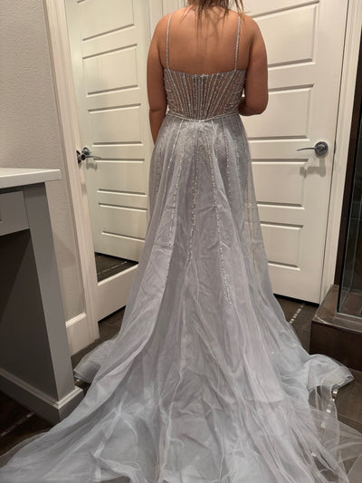 Sparkling Beaded Mermaid Evening Gown with Sheer Corset by Royal Queen RQ8208