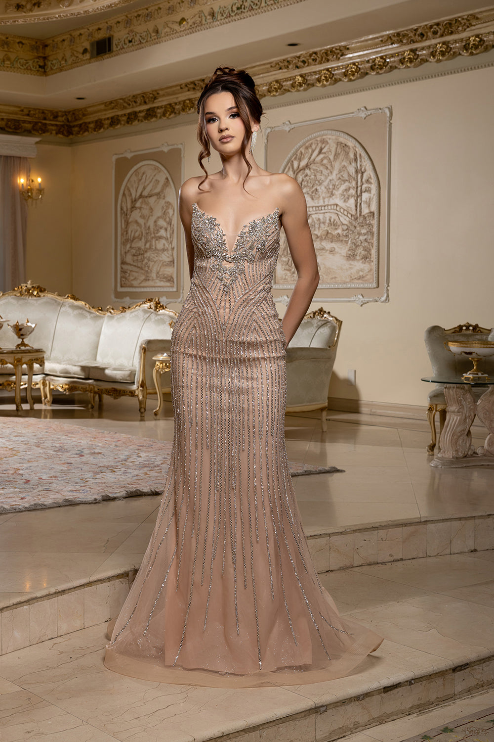 Strapless Beaded Prom Dress By Royal Queen RQ8225
