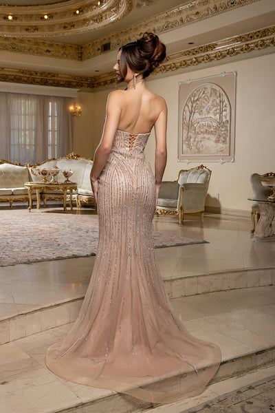 Strapless Beaded Prom Dress with Sweetheart Neckline & Lace-Up Back by Royal Queen RQ8225