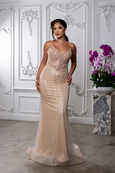 Strapless Beaded Mermaid Evening Gown with Sweetheart Neckline Formal Dress by Royal Queen RQ8228