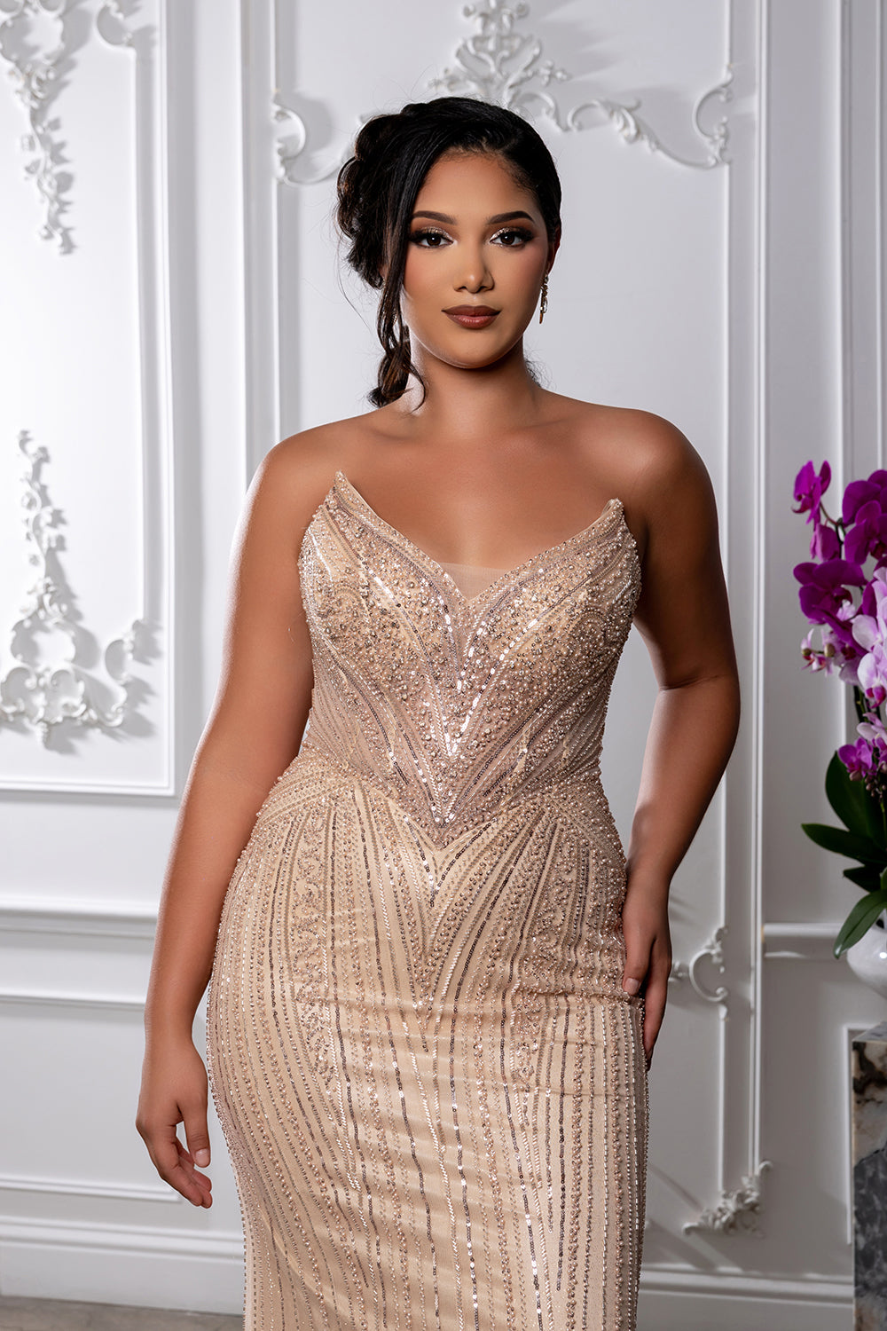 Strapless Beaded Mermaid Evening Gown with Sweetheart Neckline Formal Dress by Royal Queen RQ8228