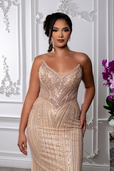 Strapless Beaded Mermaid Evening Gown with Sweetheart Neckline Formal Dress by Royal Queen RQ8228