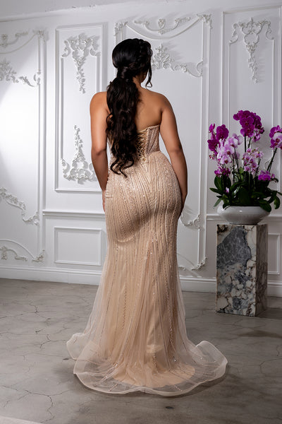 Strapless Beaded Mermaid Evening Gown with Sweetheart Neckline Formal Dress by Royal Queen RQ8228
