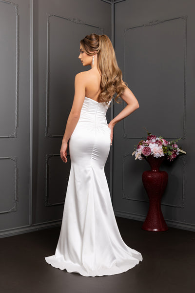 Strapless Sweetheart Pleated Bodice Mermaid Overskirt Wedding Dress by Royal Queen RQ8238