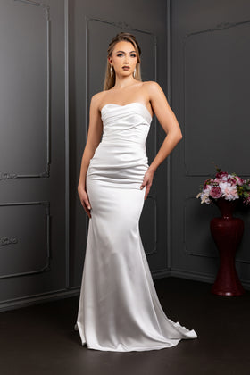Strapless Sweetheart Pleated Bodice Mermaid Overskirt Wedding Dress by Royal Queen RQ8238