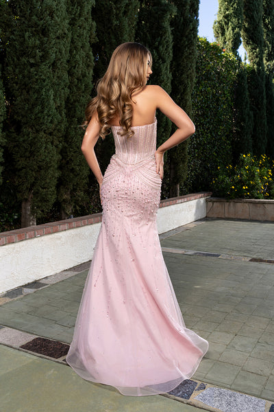 Strapless Illusion Sweetheart Corset Beaded Crystal Mermaid Prom Dress by Royal Queen RQ8240
