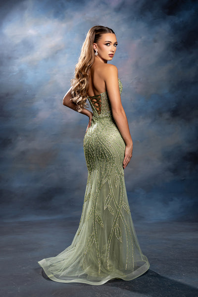 Strapless Sweetheart Corset Allover Beaded Mermaid Floor-Length Prom Dress by Royal Queen RQ8241