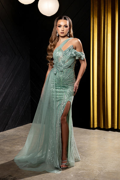 Strapless Sweetheart Beaded Mermaid Gown with One-Shoulder Prom Dress by Royal Queen RQ8264