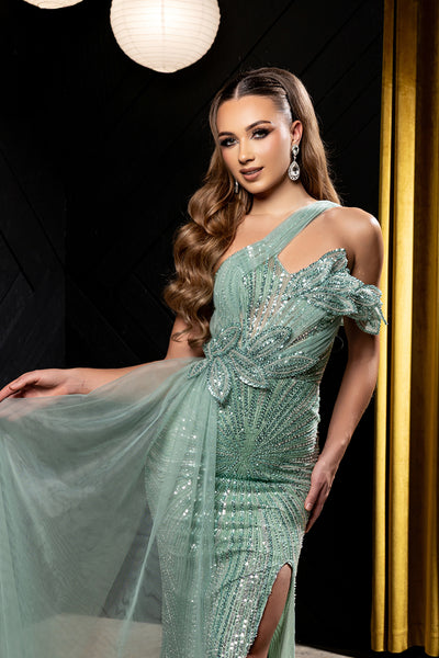 Strapless Sweetheart Beaded Mermaid Gown with One-Shoulder Prom Dress by Royal Queen RQ8264