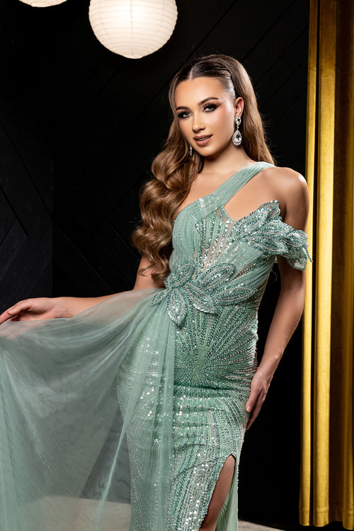 Strapless Sweetheart Beaded Mermaid Gown with One-Shoulder Prom Dress by Royal Queen RQ8264
