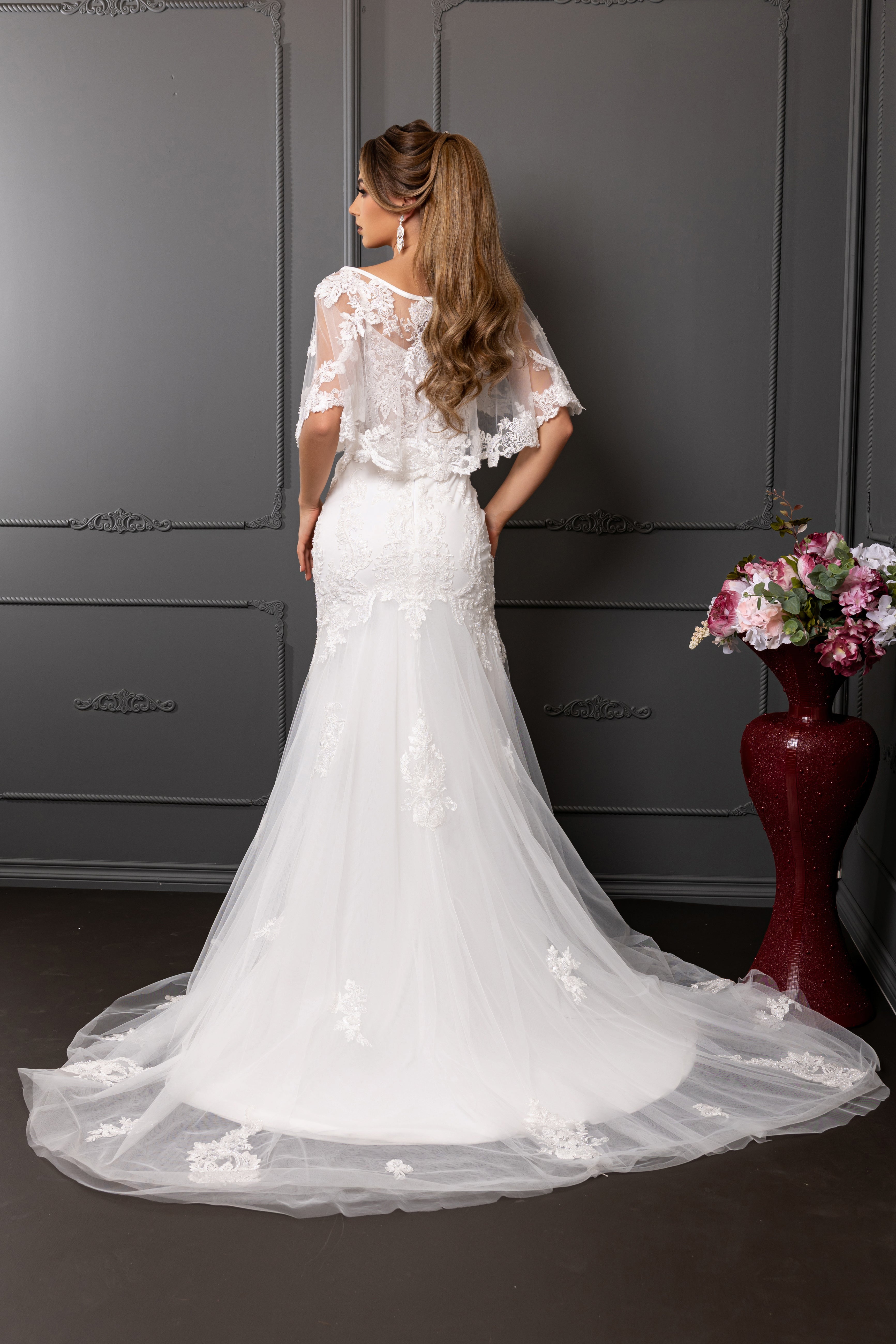 Sweetheart Spaghetti Strap Embroidered Lace Appliqué Mermaid Wedding Gown by Royal Queen RQ8271