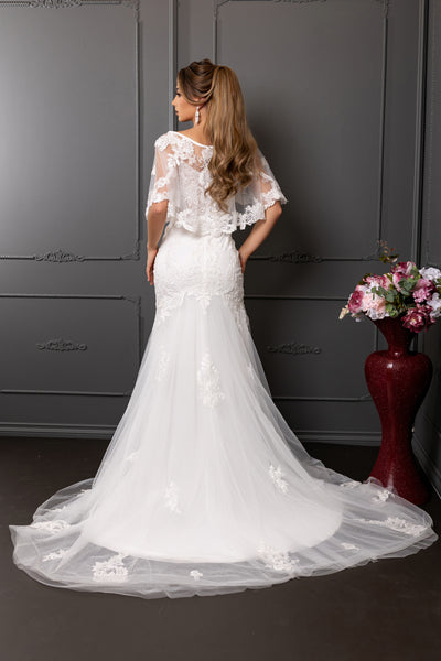 Sweetheart Spaghetti Strap Embroidered Lace Appliqué Mermaid Wedding Gown by Royal Queen RQ8271